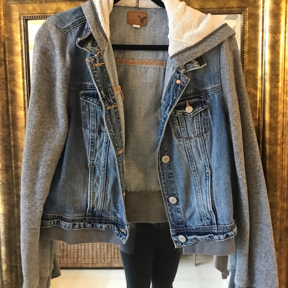 AE Jean jacket with sweatshirt hood and sleeves